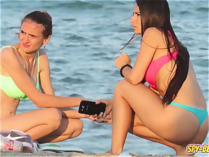 voyeur Beach super hot Blue bikini thong first-timer teenage flick